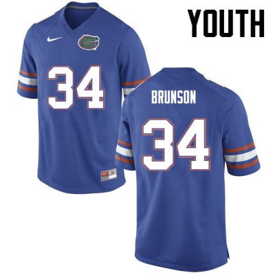 Youth Florida Gators #34 Lacedrick Brunson NCAA Nike Blue Authentic Stitched College Football Jersey JZM7762ZY